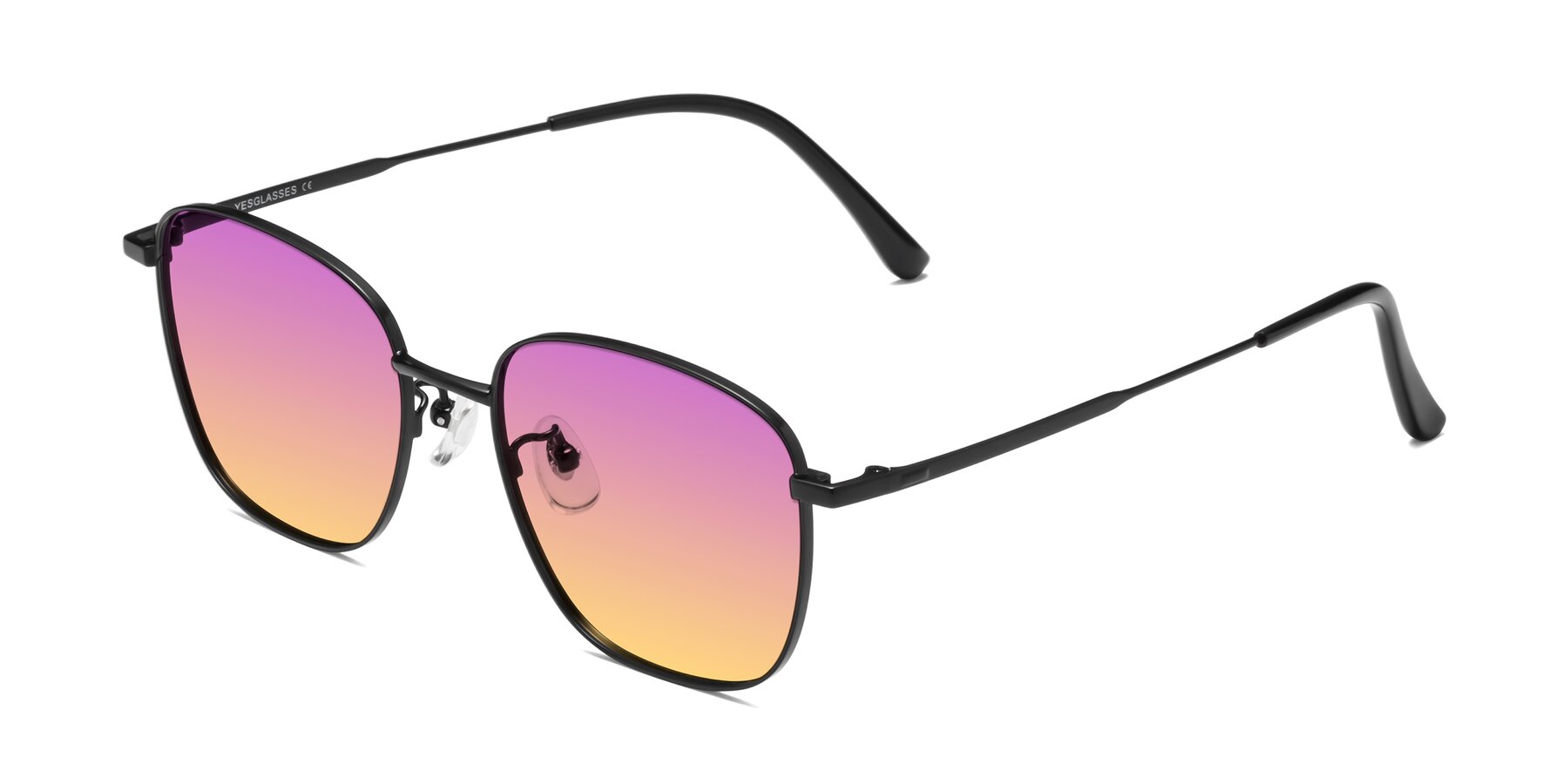 Angle of Tim in Black with Purple / Yellow Gradient Lenses