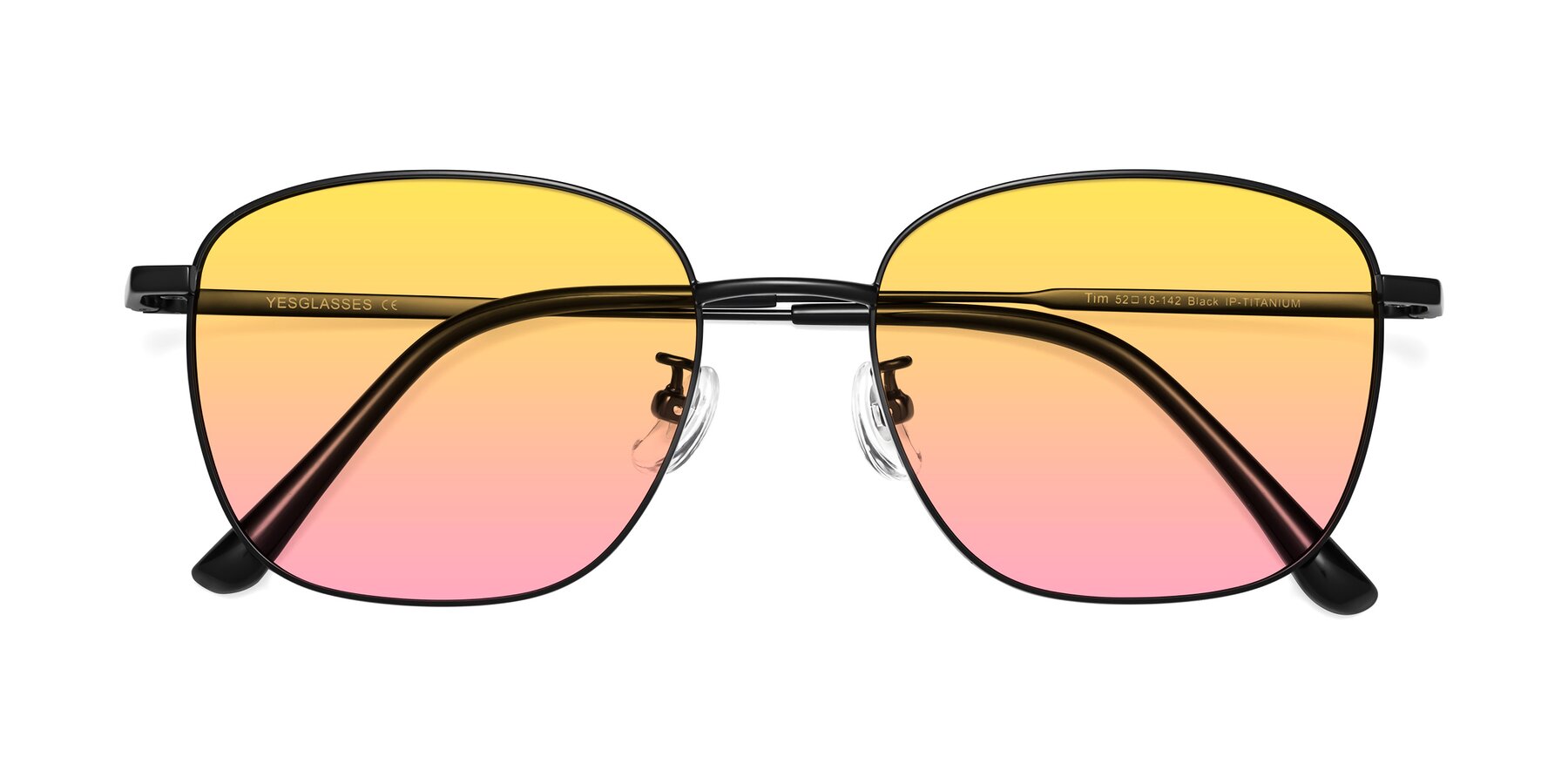 Folded Front of Tim in Black with Yellow / Pink Gradient Lenses