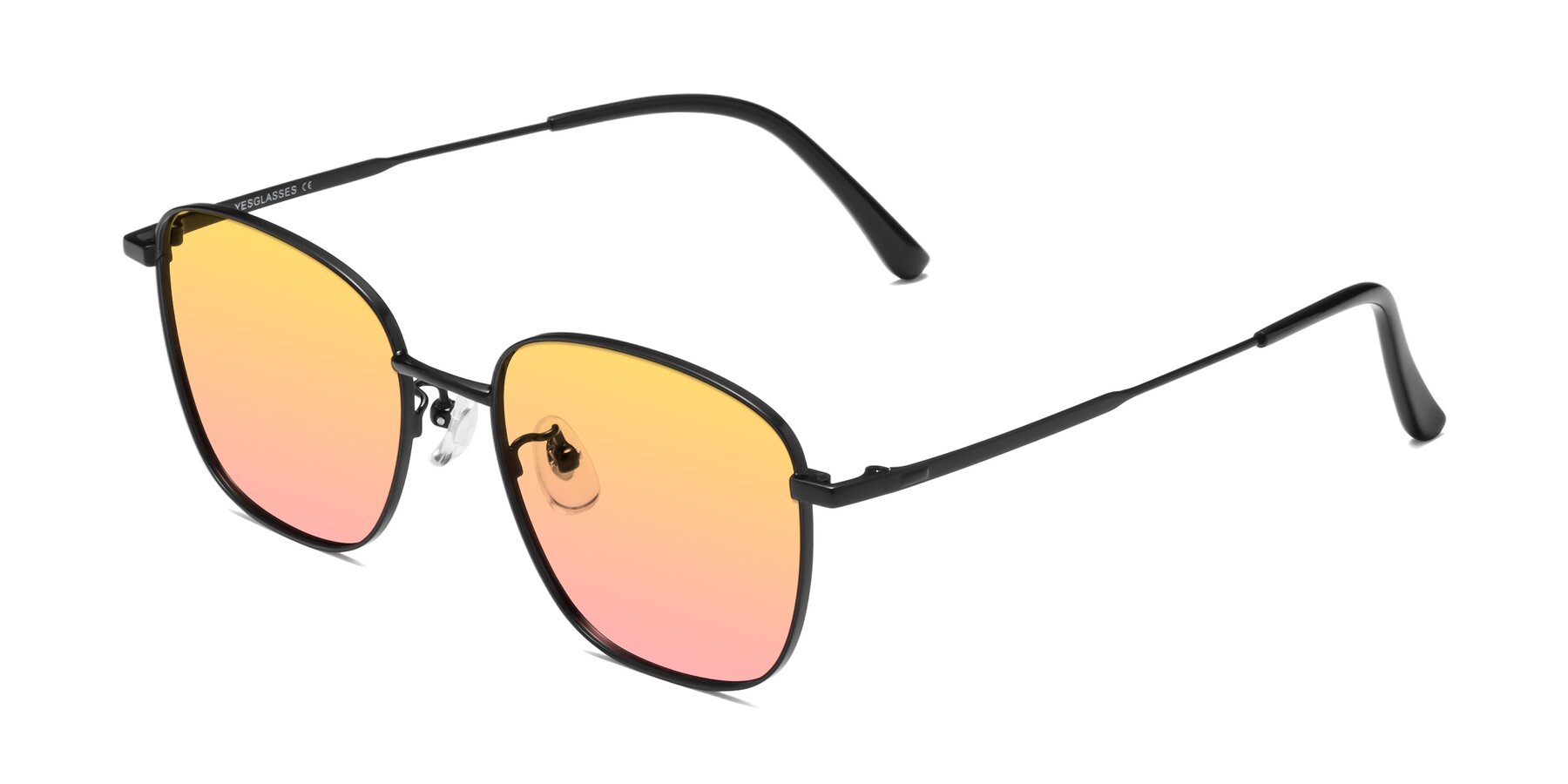 Angle of Tim in Black with Yellow / Pink Gradient Lenses