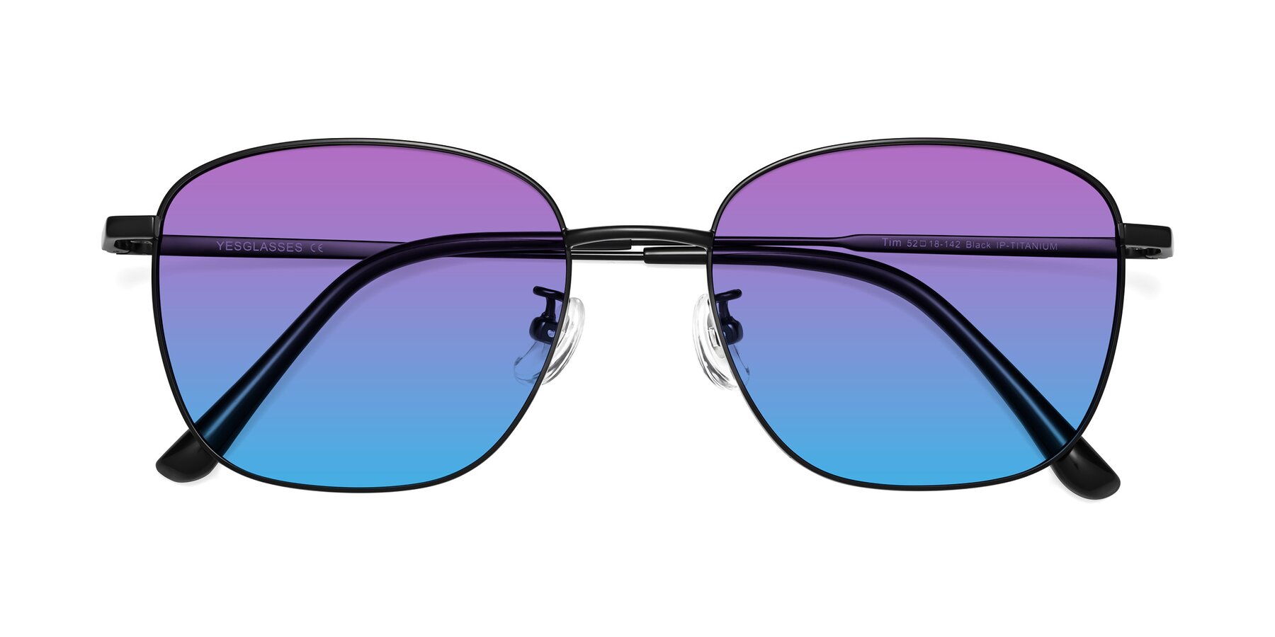 Folded Front of Tim in Black with Purple / Blue Gradient Lenses