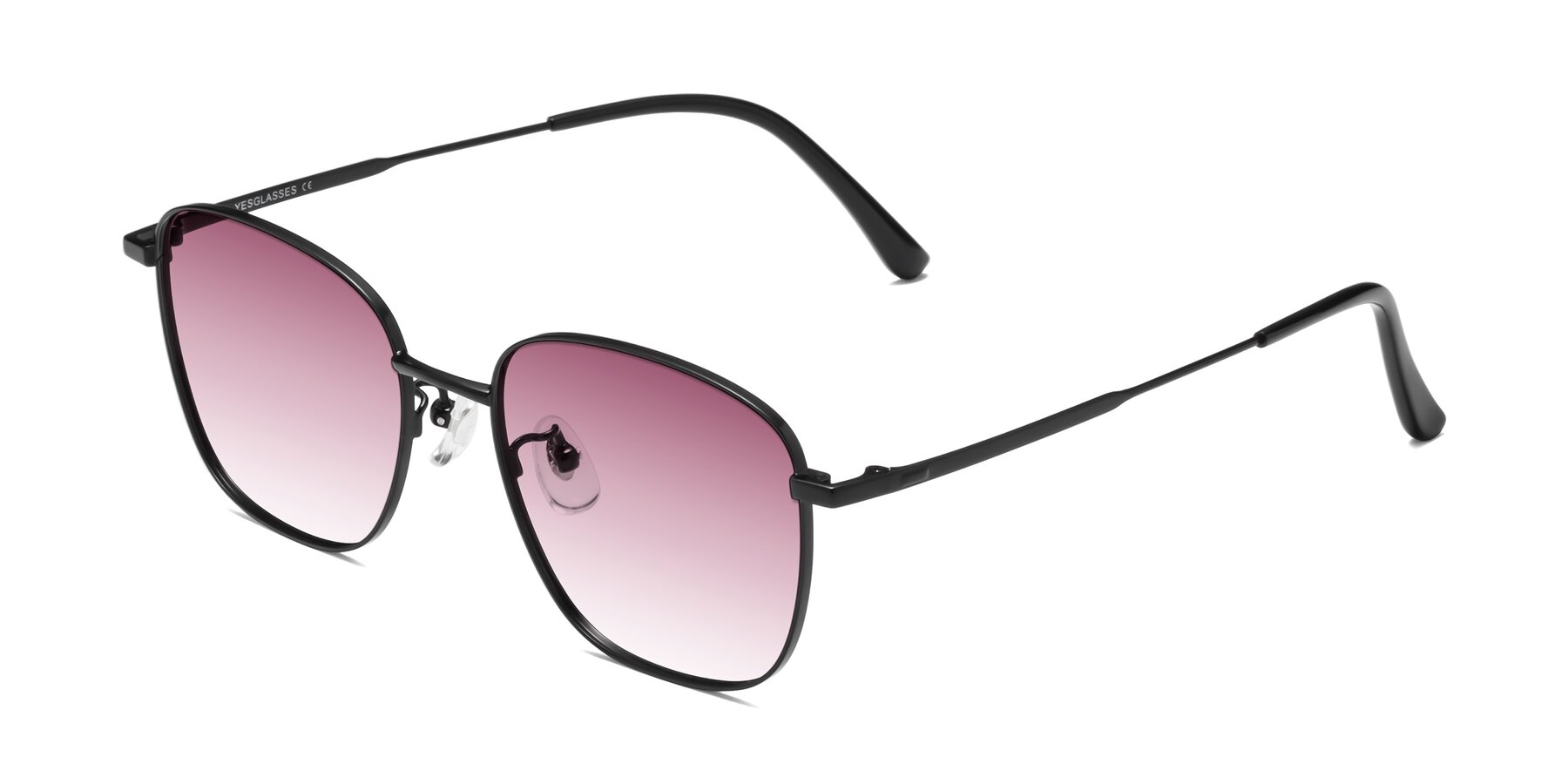 Angle of Tim in Black with Wine Gradient Lenses