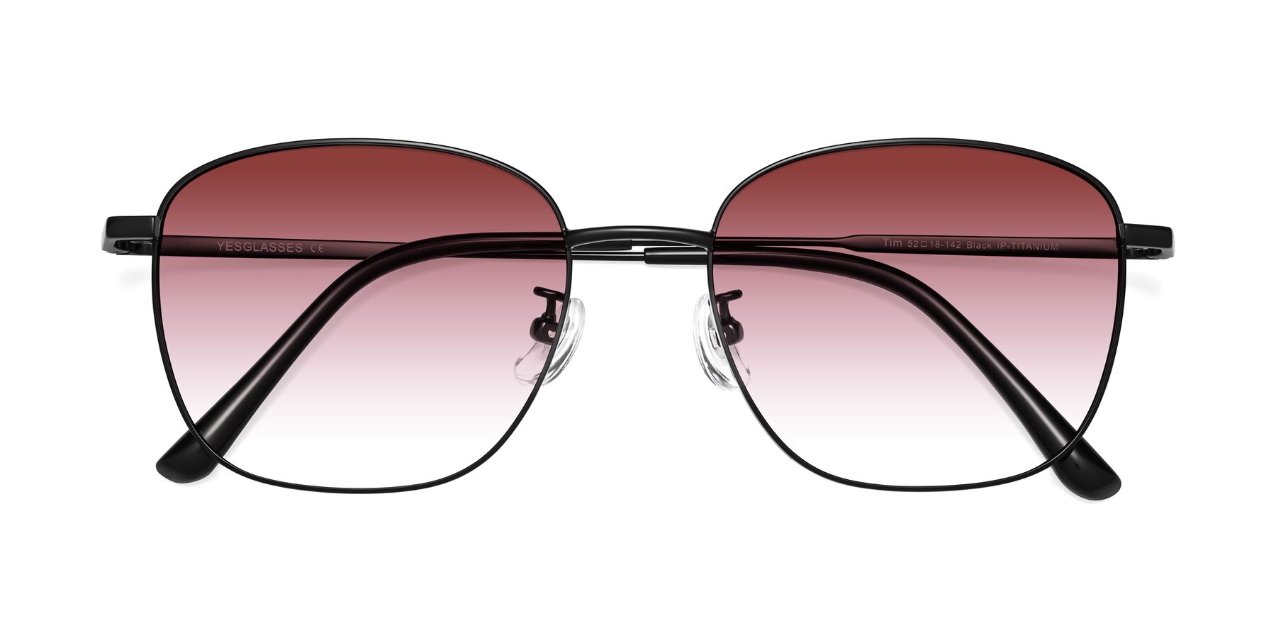 Folded Front of Tim in Black with Garnet Gradient Lenses