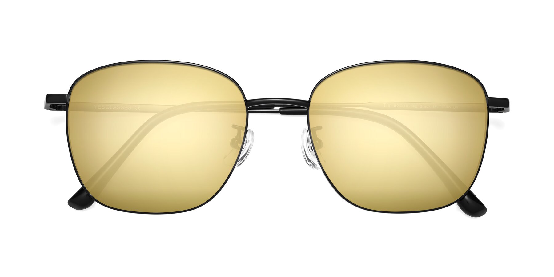 Folded Front of Tim in Black with Gold Mirrored Lenses