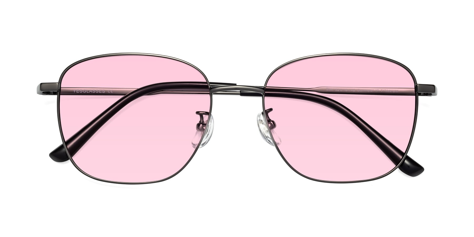 Folded Front of Tim in Gunmental with Light Pink Tinted Lenses