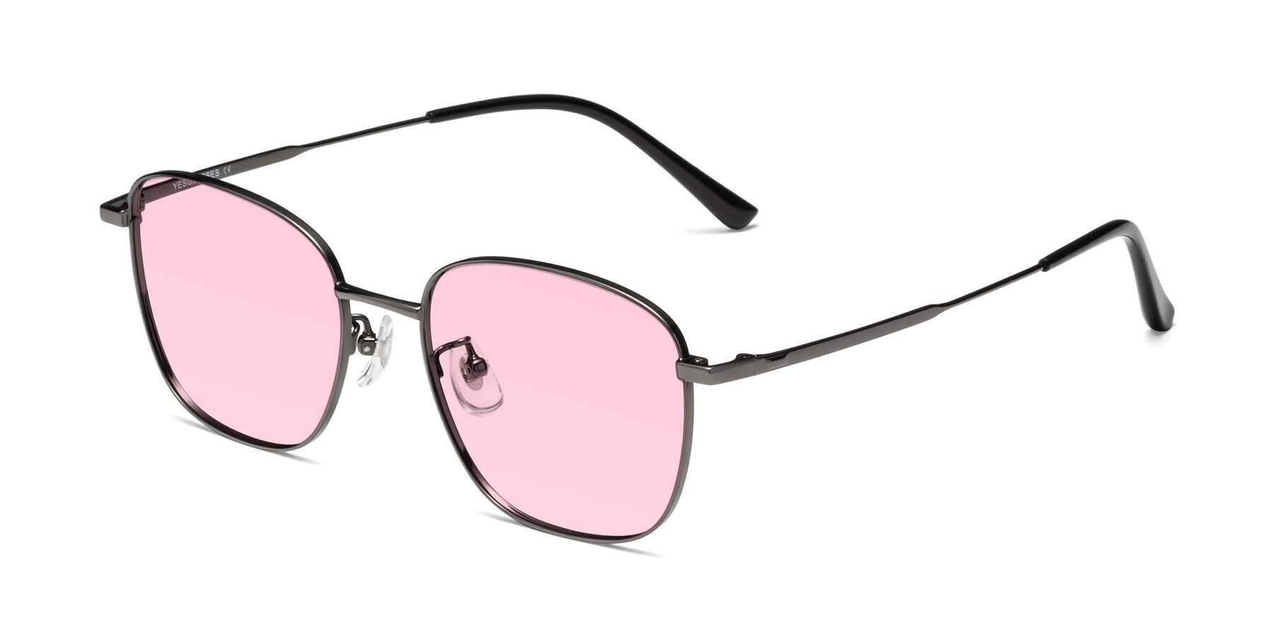 Angle of Tim in Gunmental with Light Pink Tinted Lenses