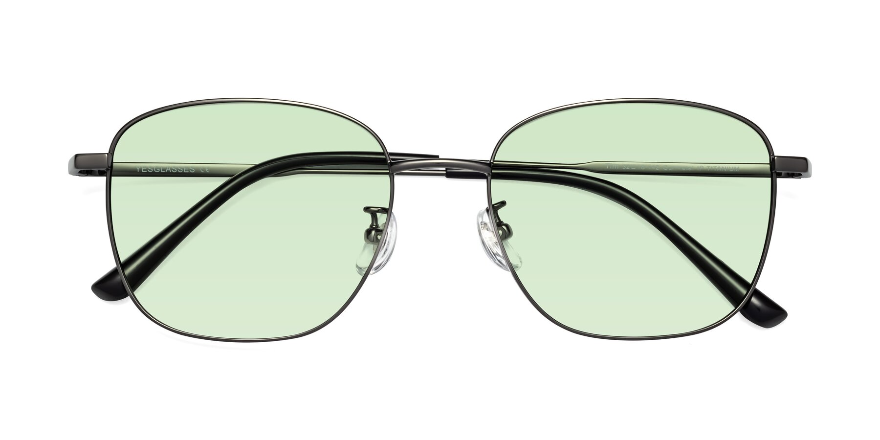 Folded Front of Tim in Gunmental with Light Green Tinted Lenses