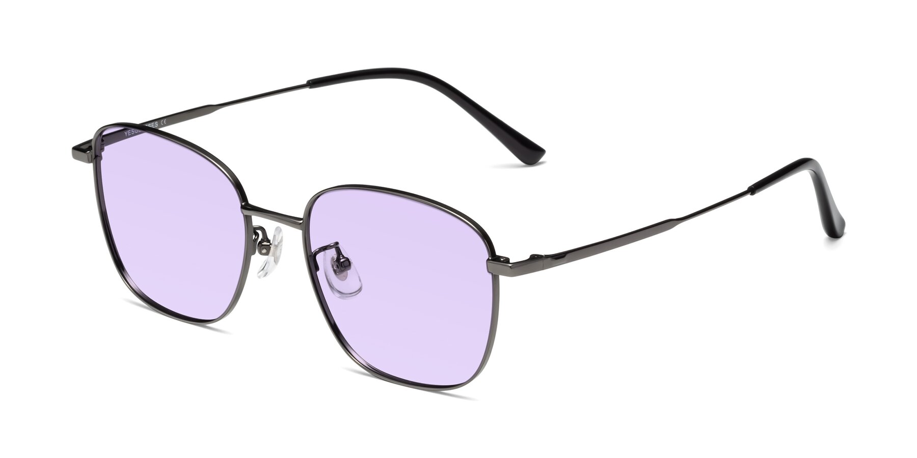 Angle of Tim in Gunmental with Light Purple Tinted Lenses