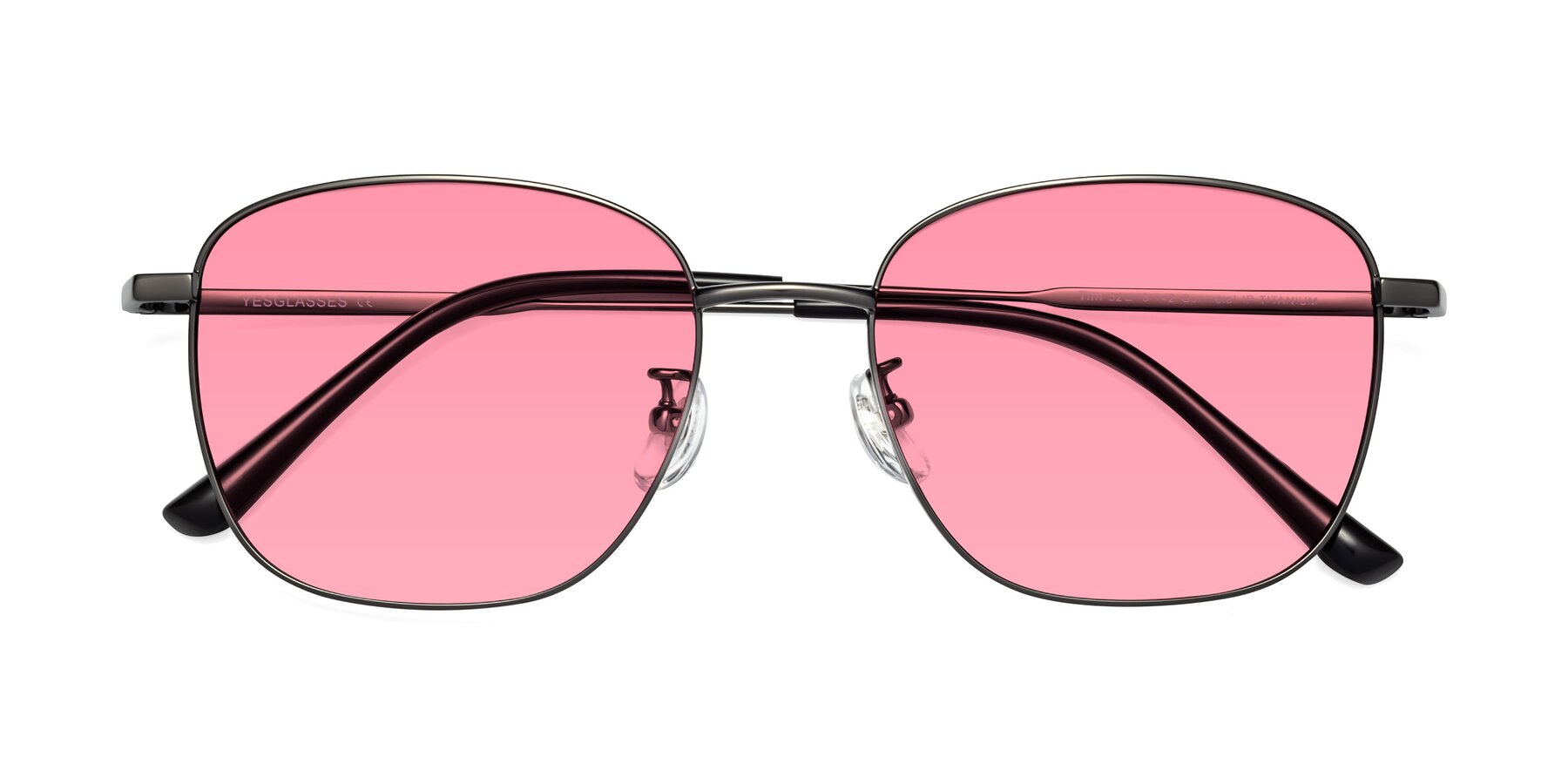 Folded Front of Tim in Gunmental with Pink Tinted Lenses