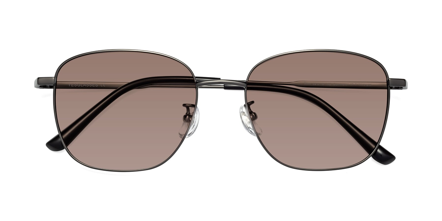 Folded Front of Tim in Gunmental with Medium Brown Tinted Lenses