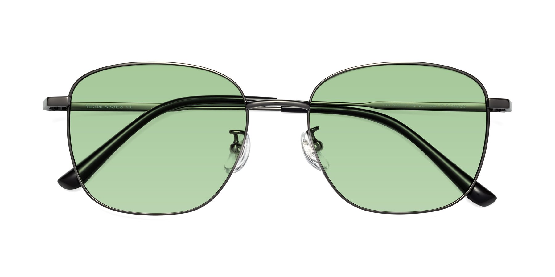 Folded Front of Tim in Gunmental with Medium Green Tinted Lenses