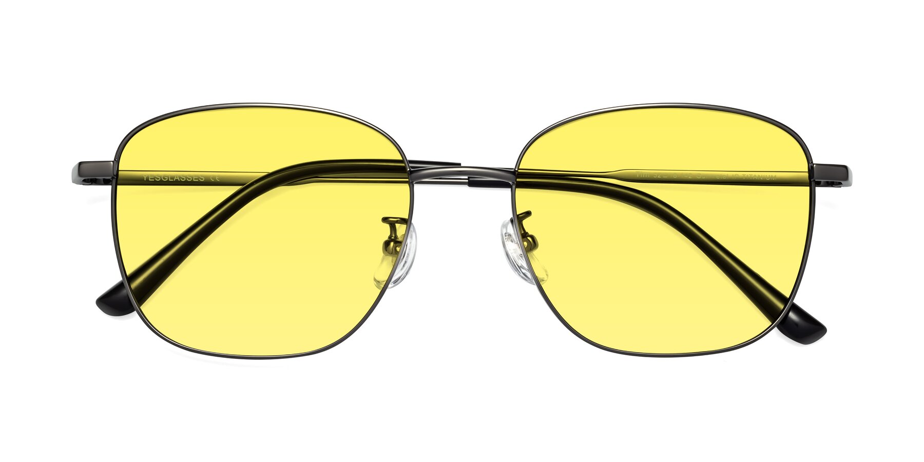 Folded Front of Tim in Gunmental with Medium Yellow Tinted Lenses