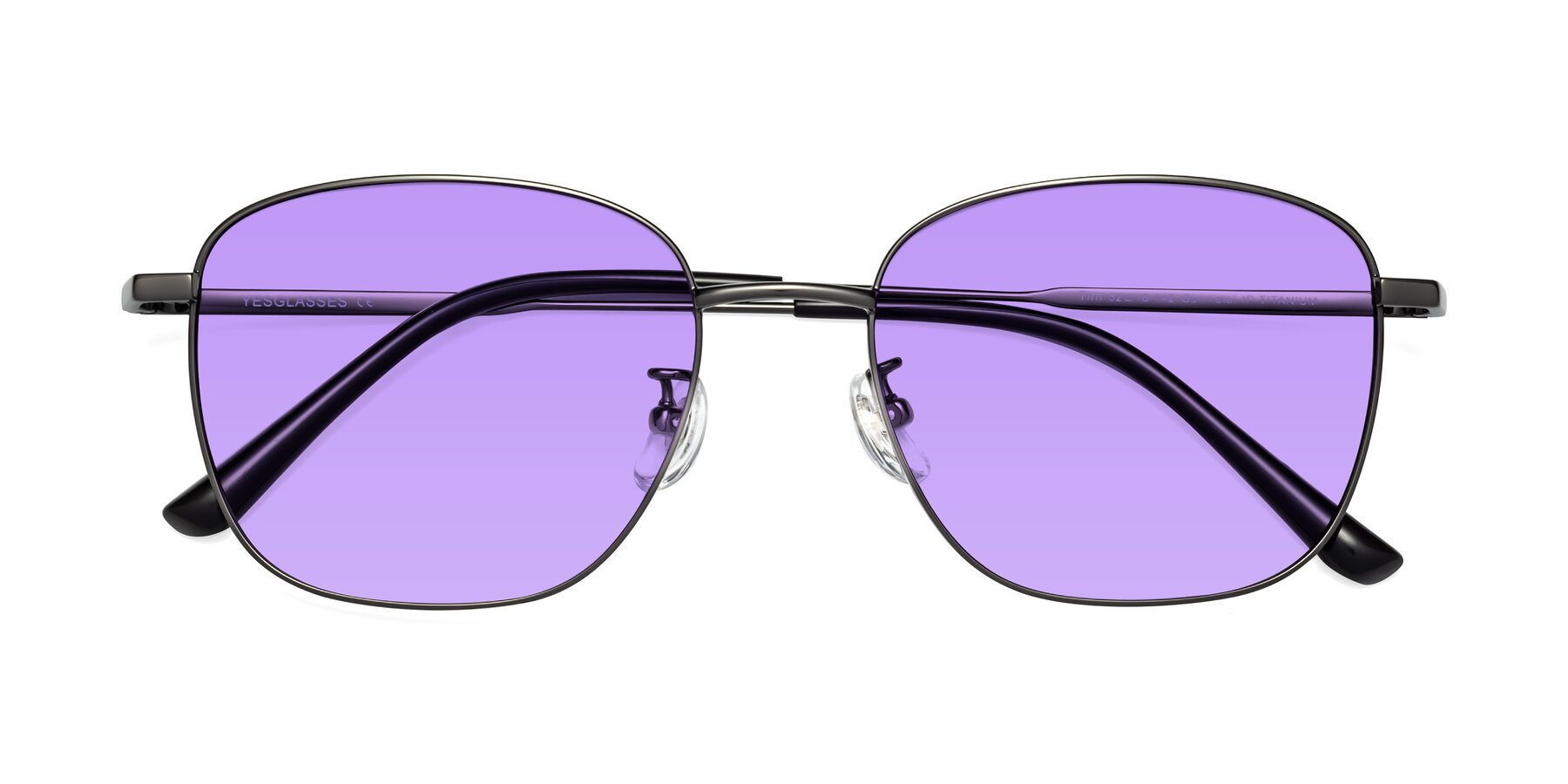 Folded Front of Tim in Gunmental with Medium Purple Tinted Lenses