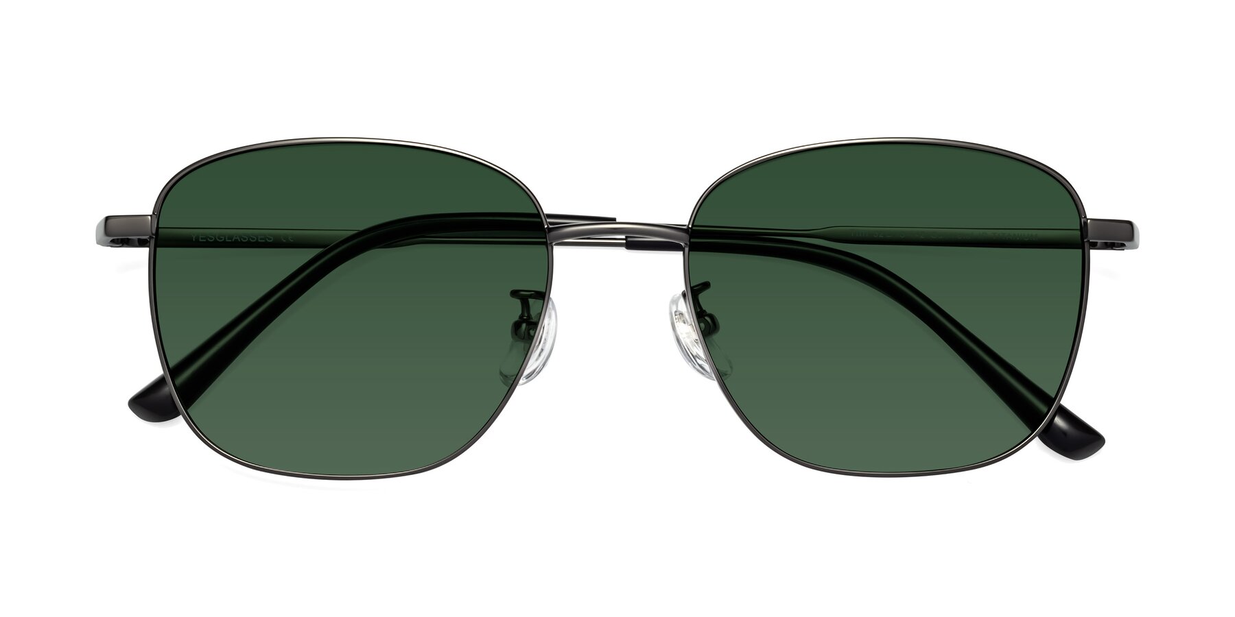 Folded Front of Tim in Gunmental with Green Tinted Lenses