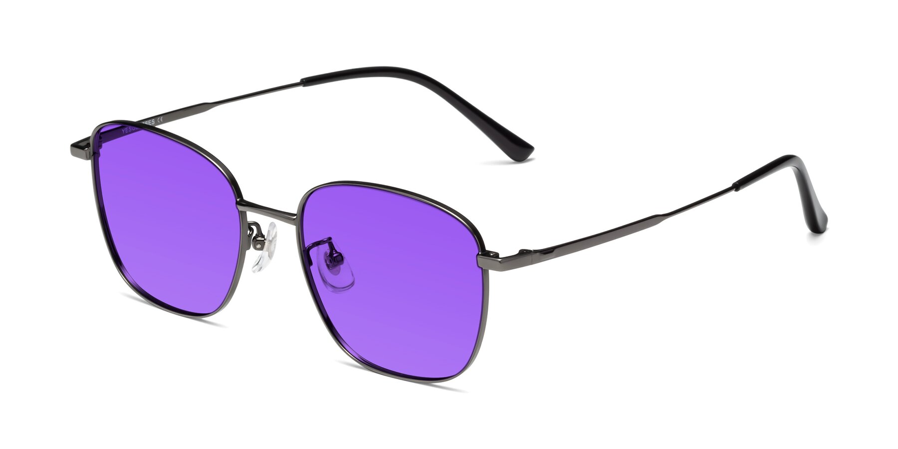 Angle of Tim in Gunmental with Purple Tinted Lenses