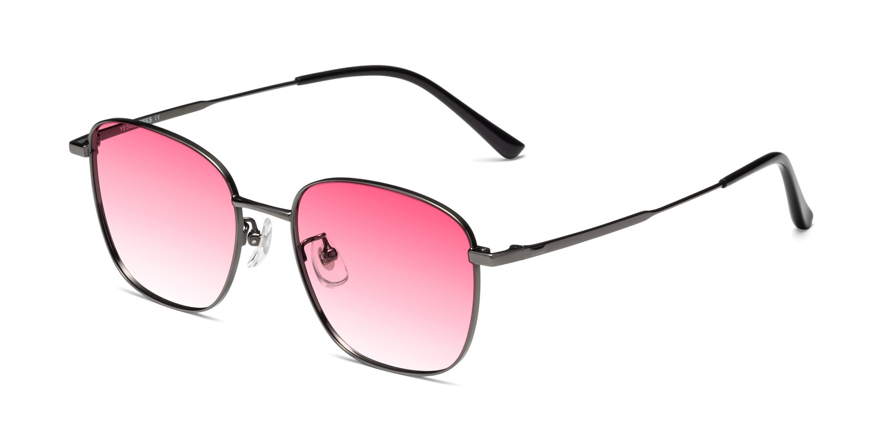 Angle of Tim in Gunmental with Pink Gradient Lenses