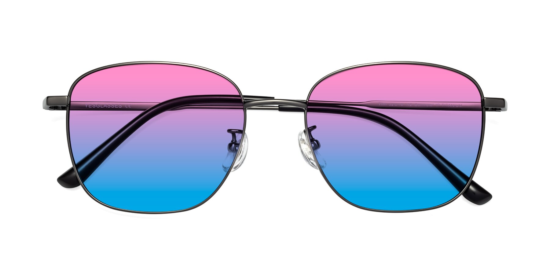 Folded Front of Tim in Gunmental with Pink / Blue Gradient Lenses