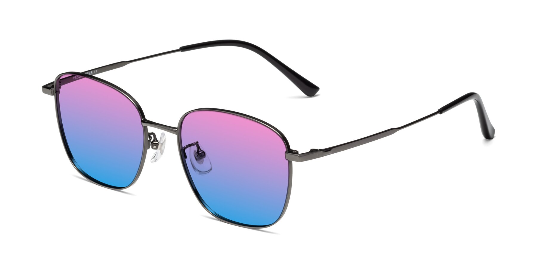 Angle of Tim in Gunmental with Pink / Blue Gradient Lenses