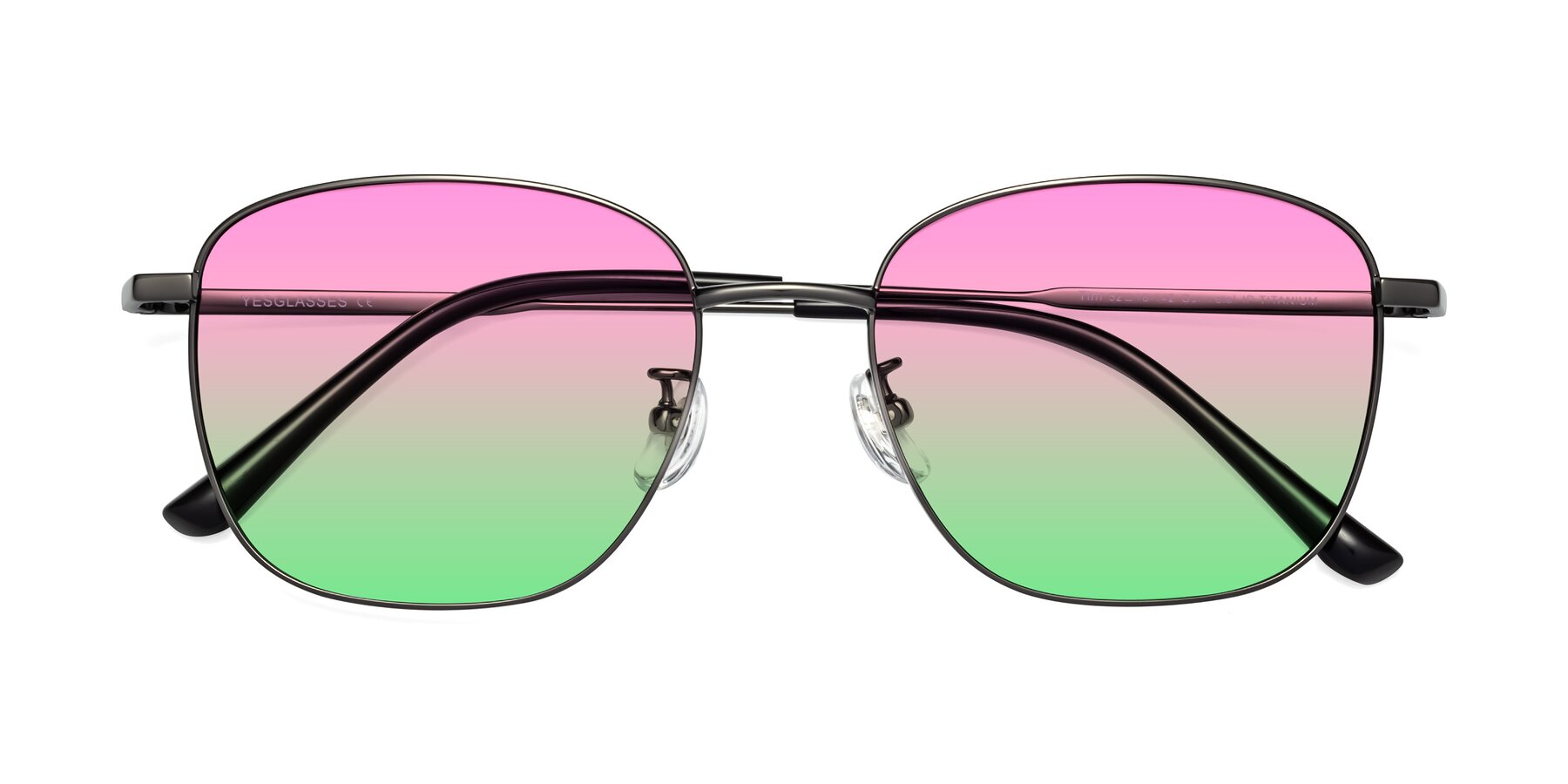 Folded Front of Tim in Gunmental with Pink / Green Gradient Lenses