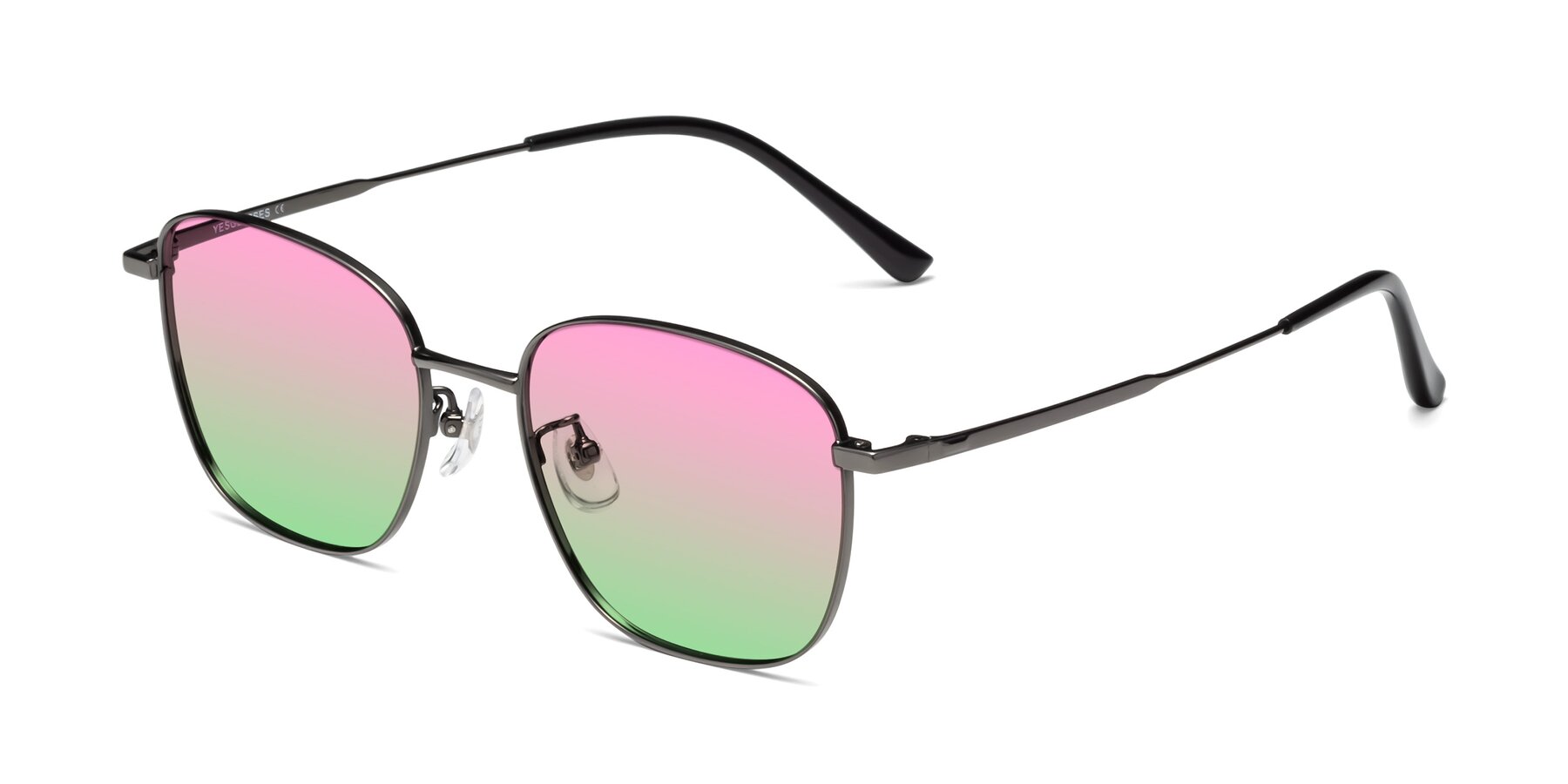 Angle of Tim in Gunmental with Pink / Green Gradient Lenses