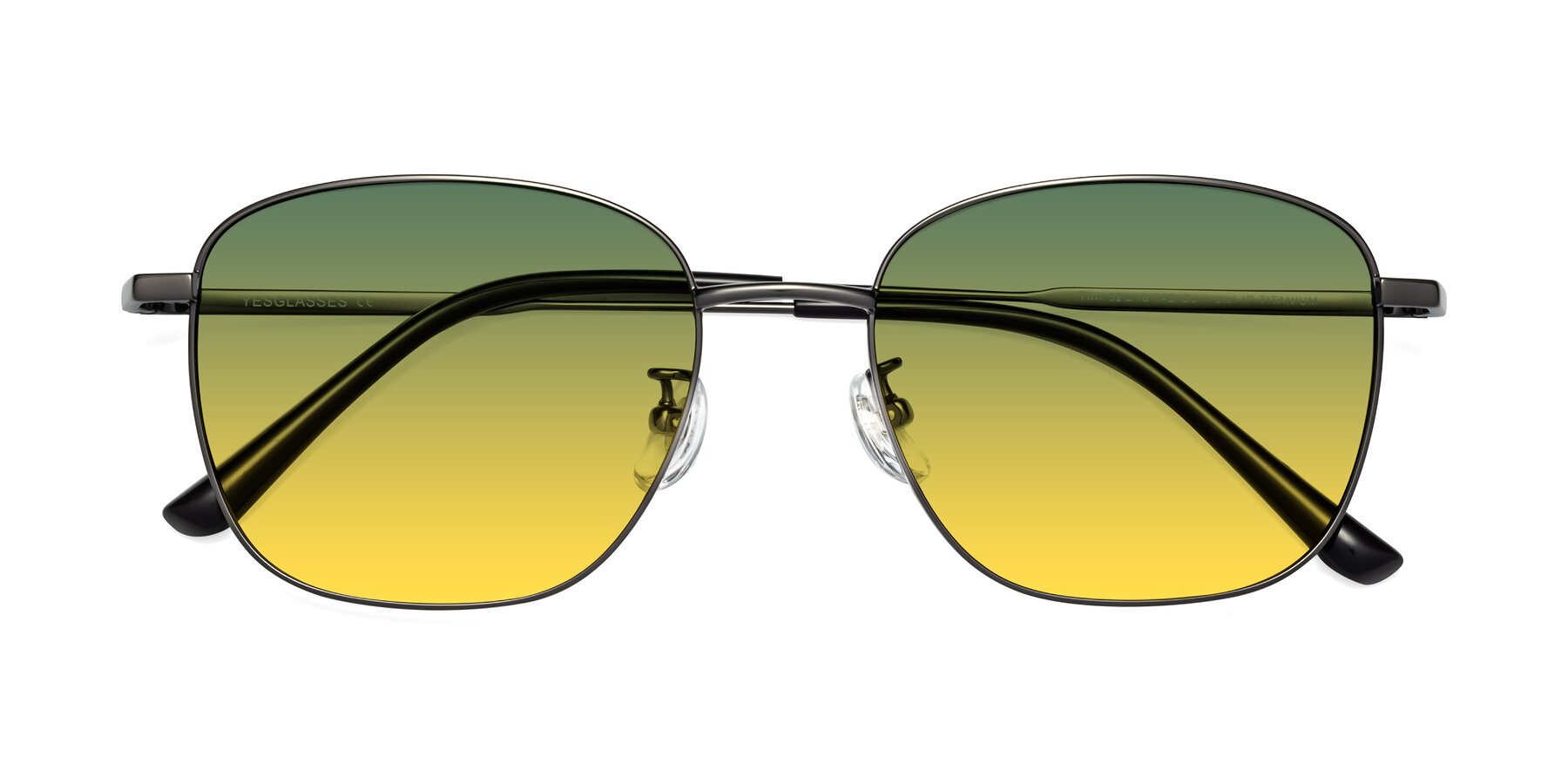 Folded Front of Tim in Gunmental with Green / Yellow Gradient Lenses
