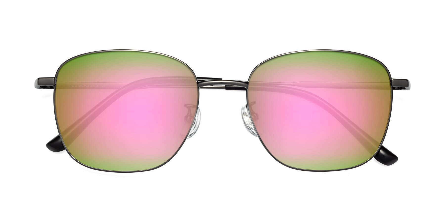 Folded Front of Tim in Gunmental with Pink Mirrored Lenses