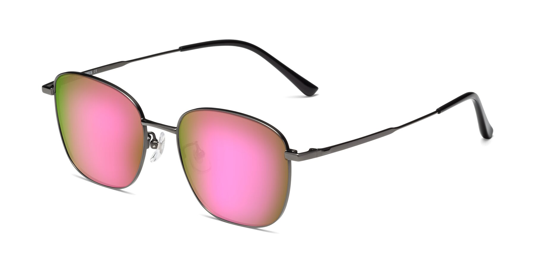 Angle of Tim in Gunmental with Pink Mirrored Lenses