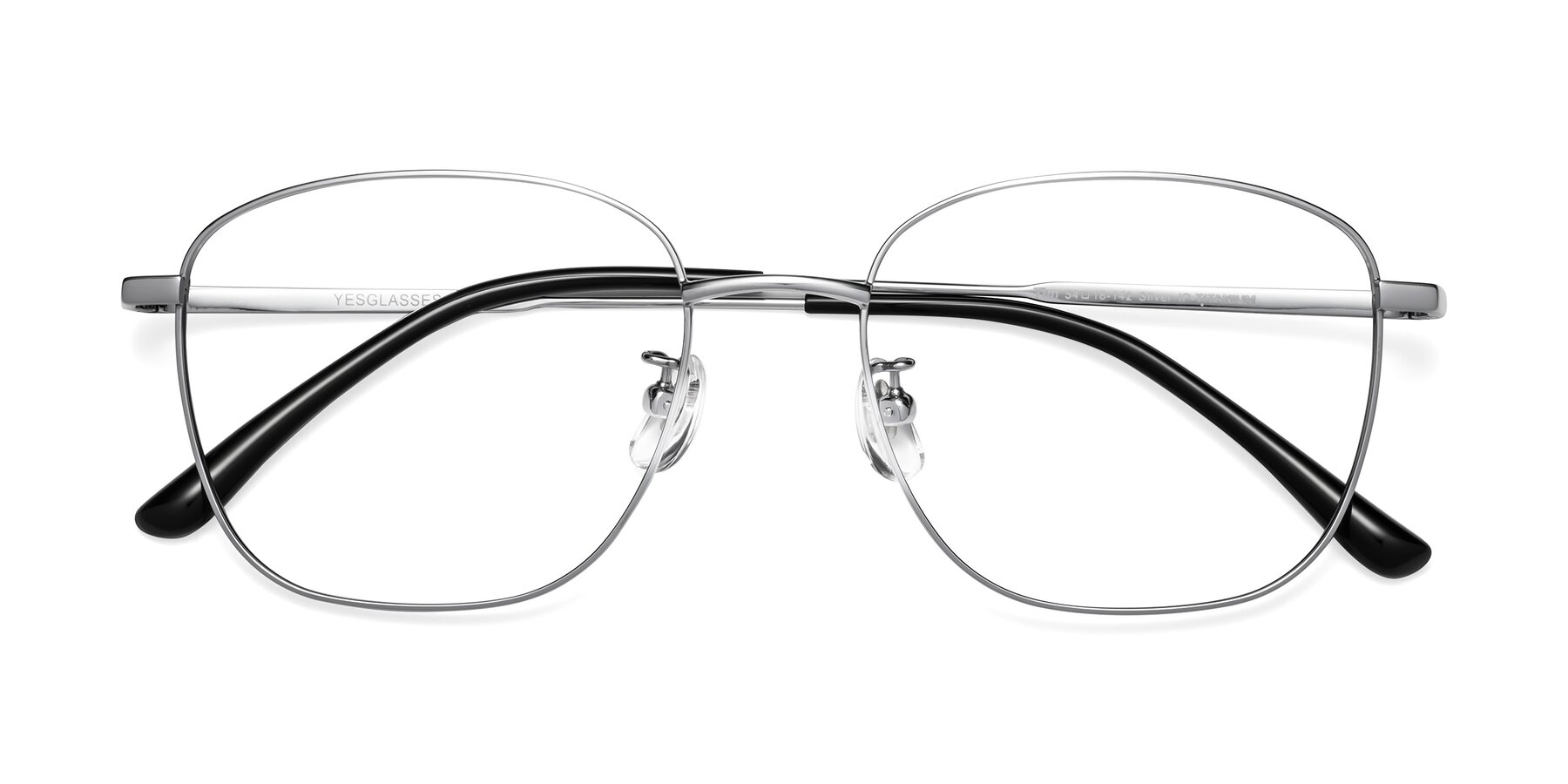 Folded Front of Tim in Silver with Clear Eyeglass Lenses