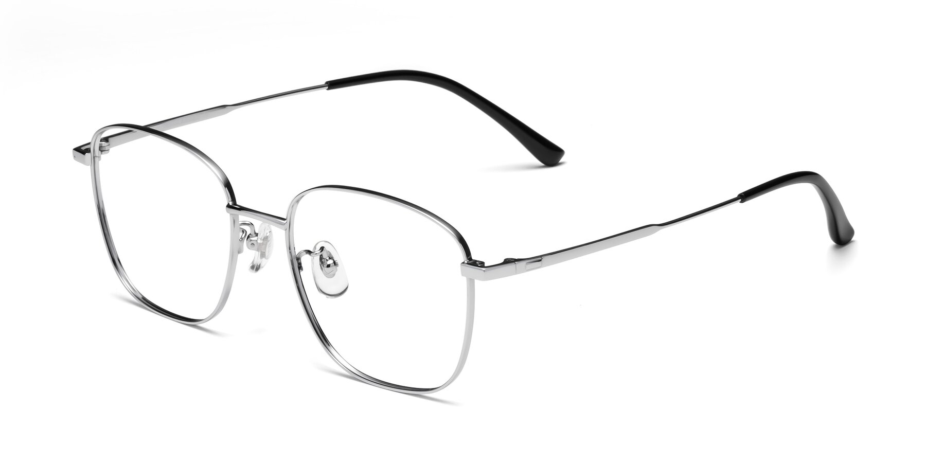 Angle of Tim in Silver with Clear Eyeglass Lenses