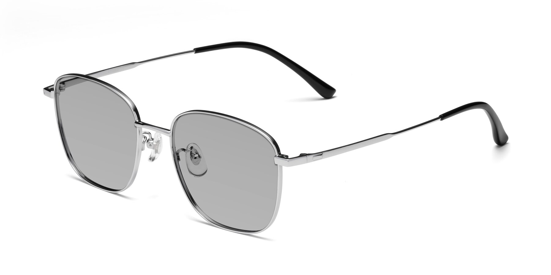 Angle of Tim in Silver with Light Gray Tinted Lenses