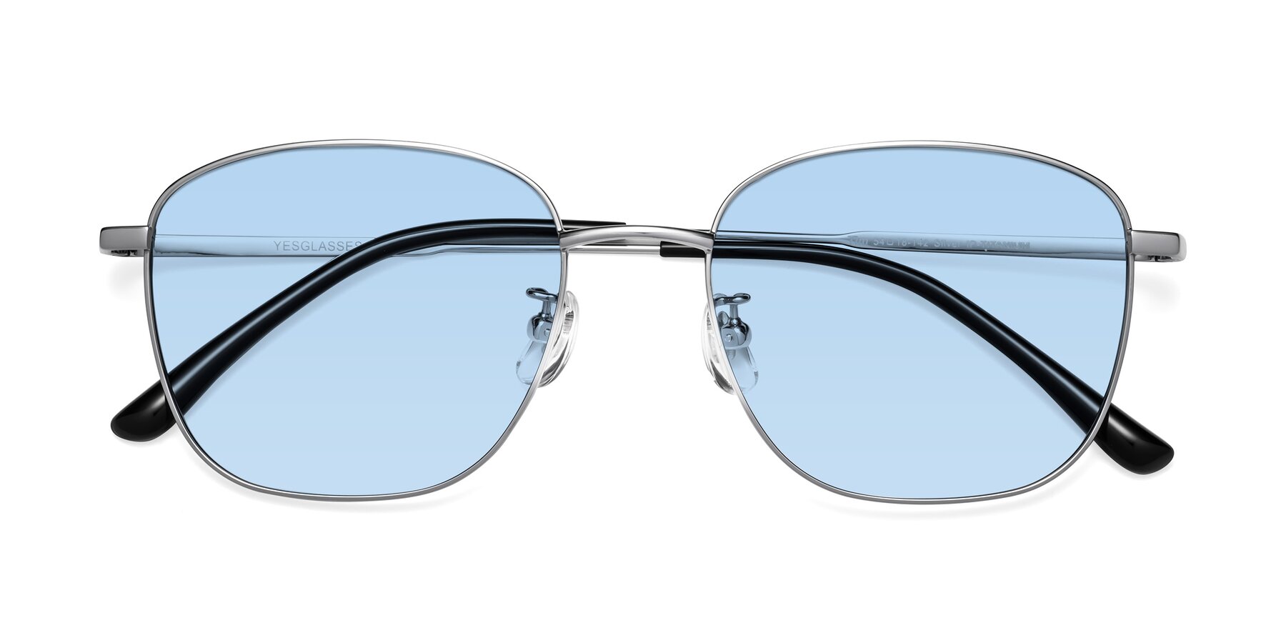 Folded Front of Tim in Silver with Light Blue Tinted Lenses