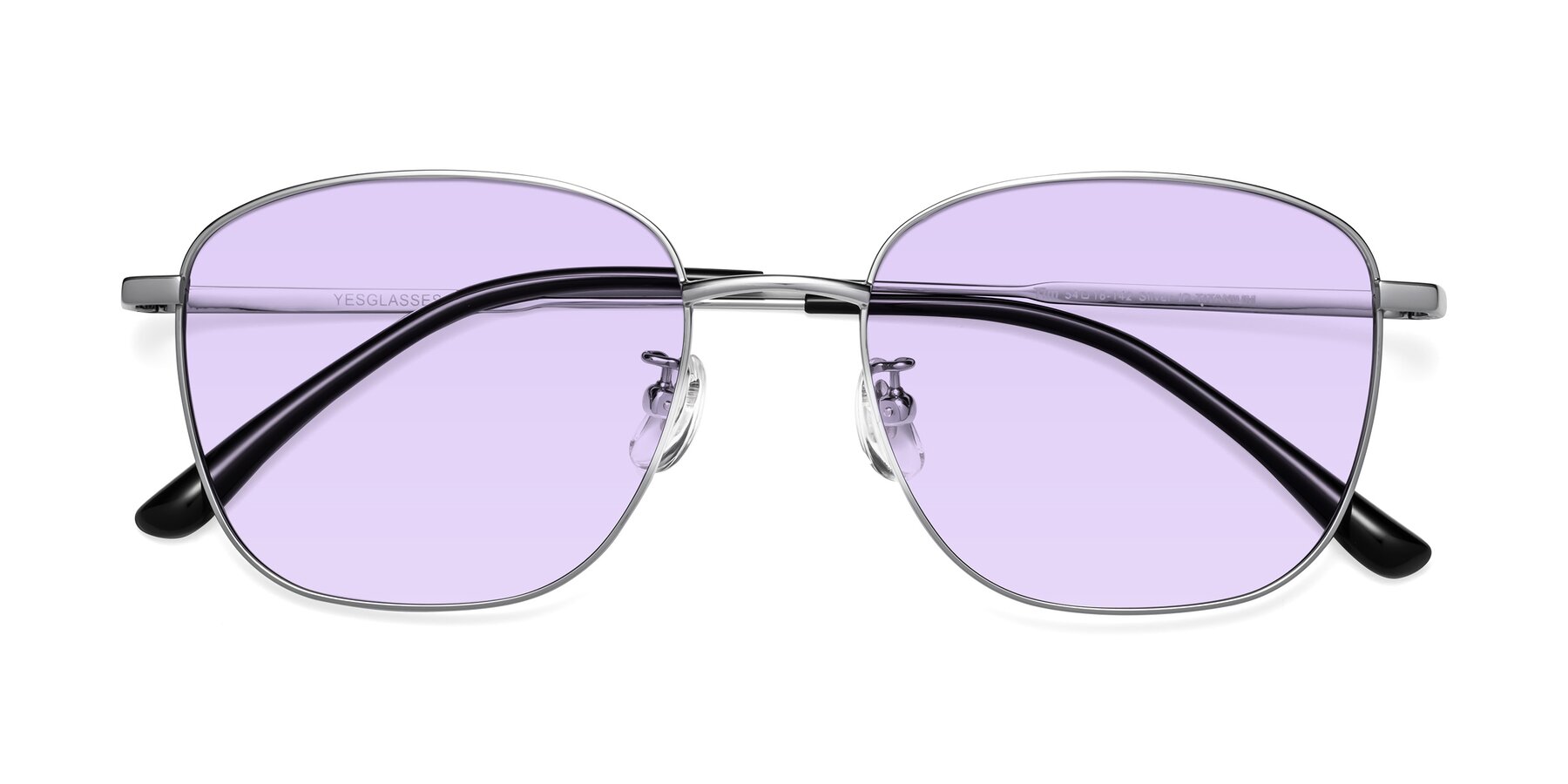 Folded Front of Tim in Silver with Light Purple Tinted Lenses