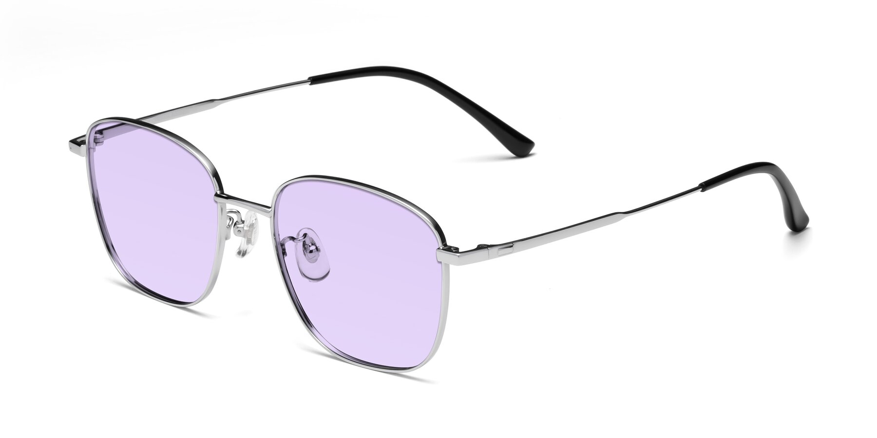 Angle of Tim in Silver with Light Purple Tinted Lenses