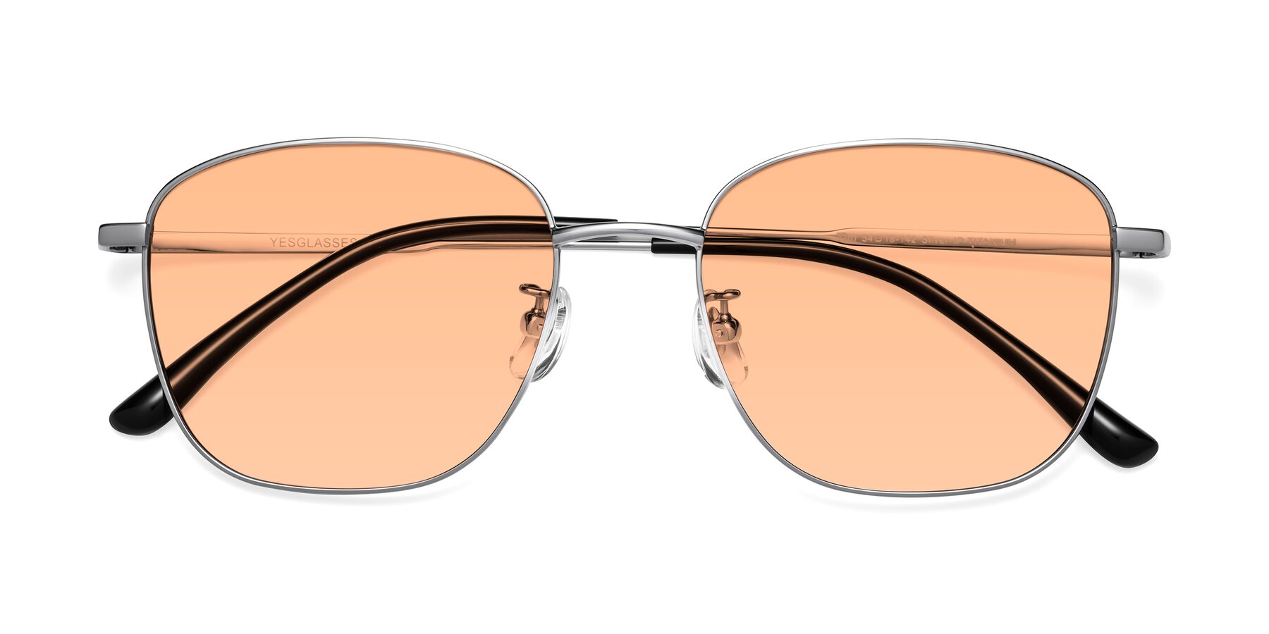 Folded Front of Tim in Silver with Light Orange Tinted Lenses