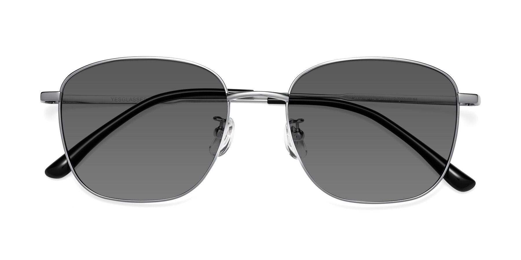 Folded Front of Tim in Silver with Medium Gray Tinted Lenses