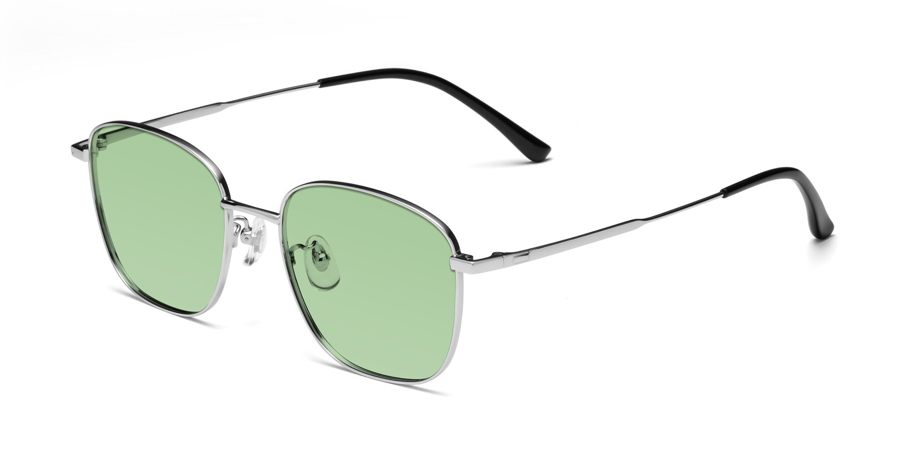 Angle of Tim in Silver with Medium Green Tinted Lenses