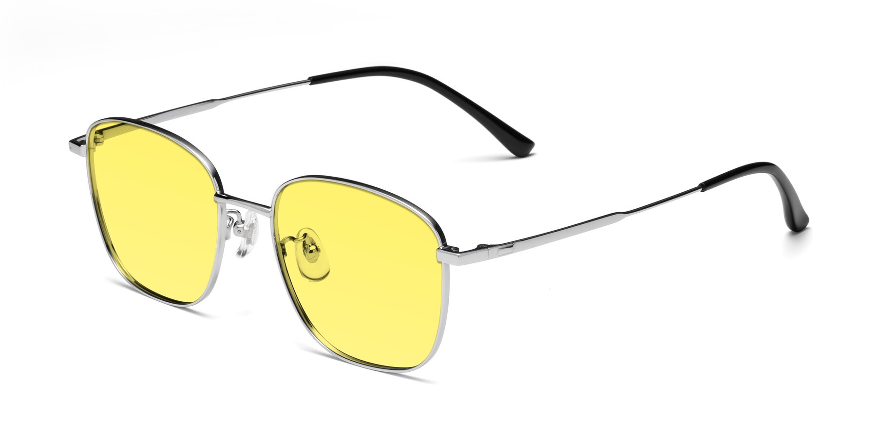 Angle of Tim in Silver with Medium Yellow Tinted Lenses