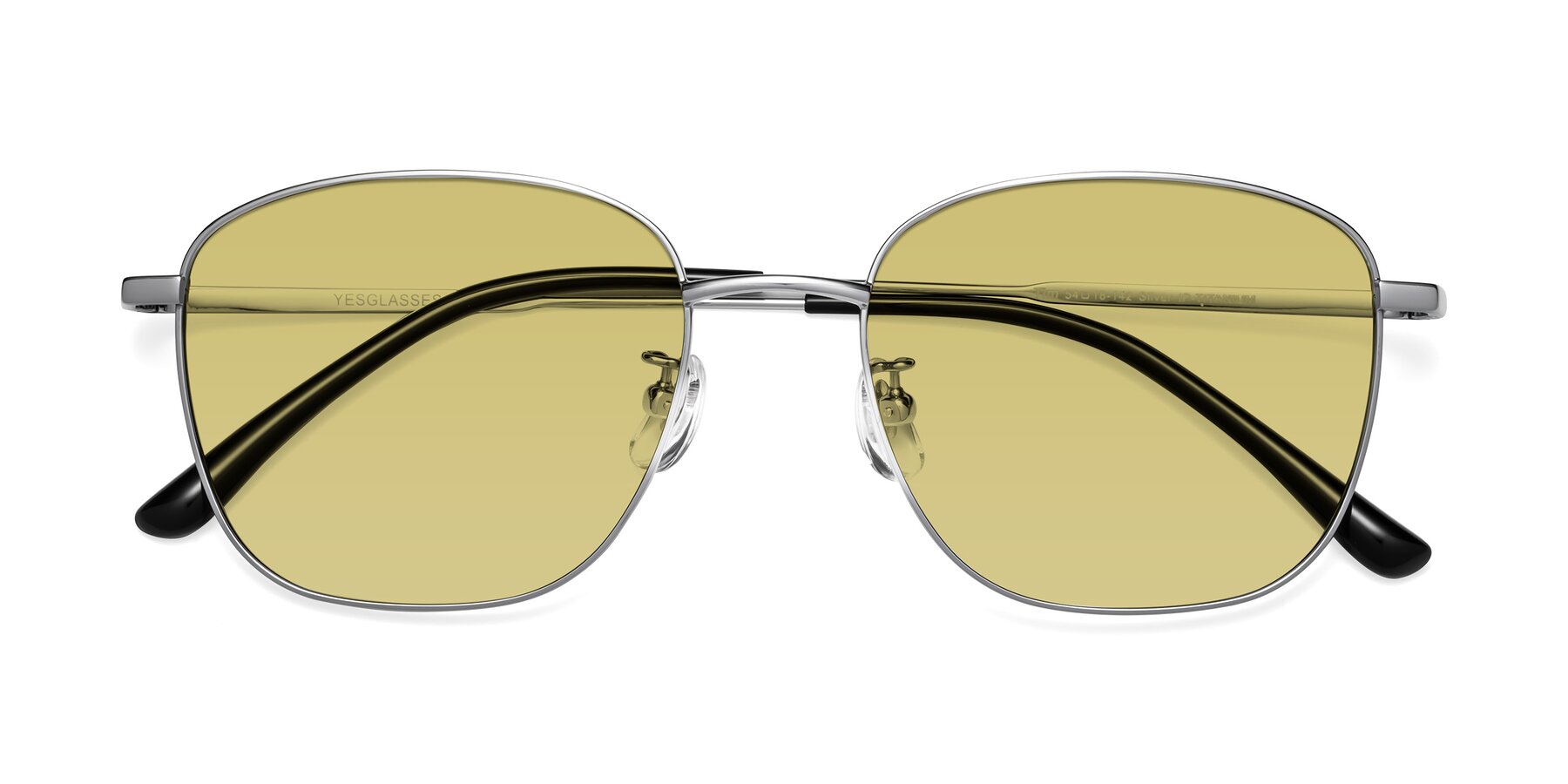Folded Front of Tim in Silver with Medium Champagne Tinted Lenses
