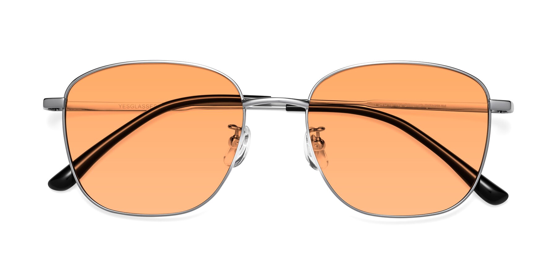 Folded Front of Tim in Silver with Medium Orange Tinted Lenses