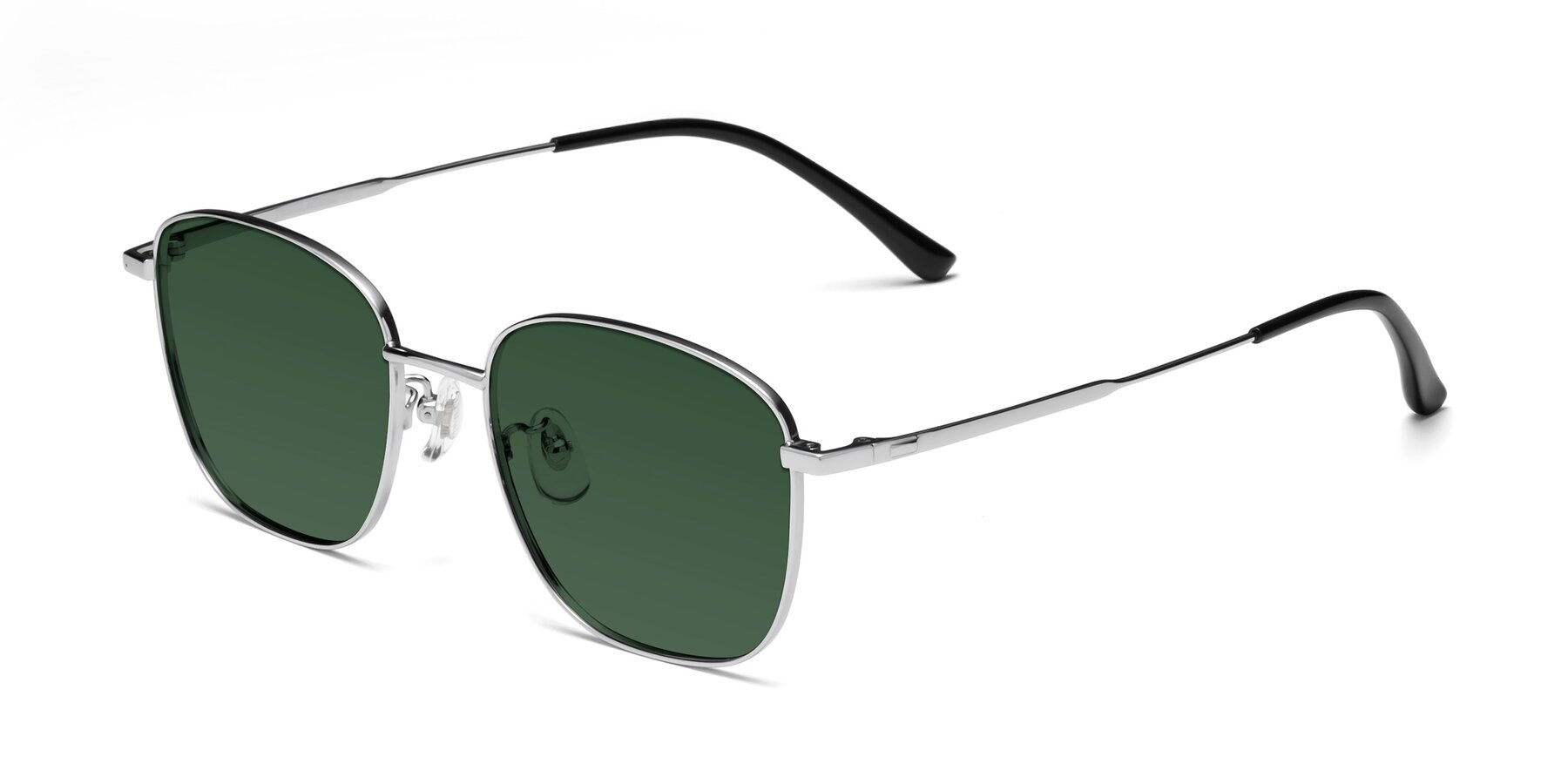 Angle of Tim in Silver with Green Tinted Lenses