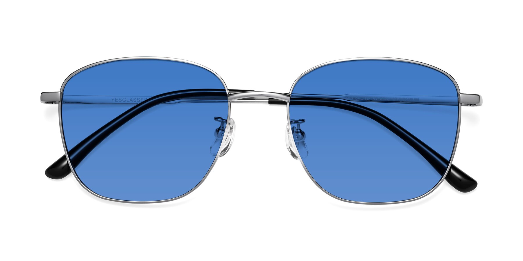 Folded Front of Tim in Silver with Blue Tinted Lenses