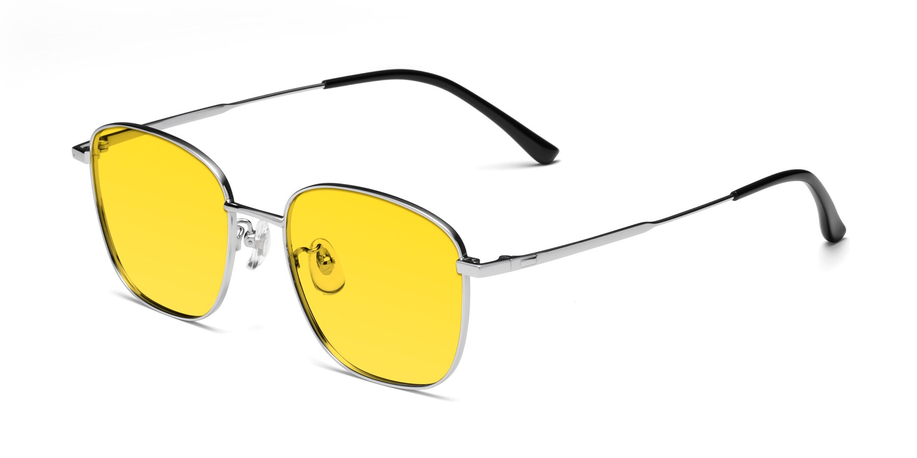 Angle of Tim in Silver with Yellow Tinted Lenses