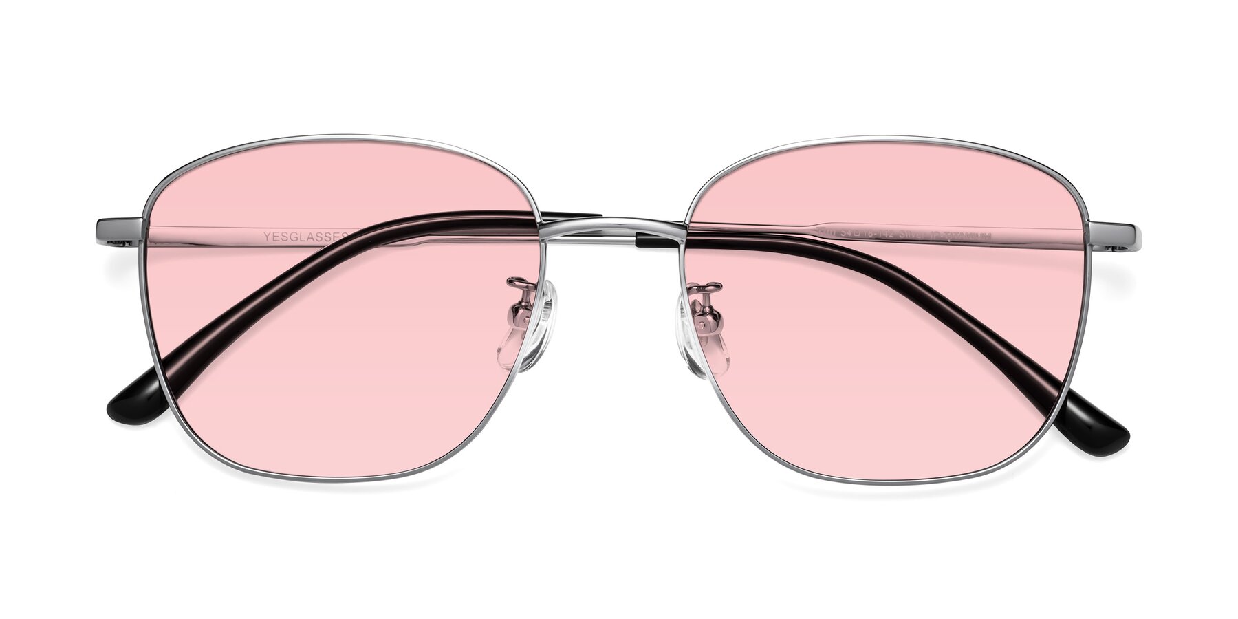 Folded Front of Tim in Silver with Light Garnet Tinted Lenses