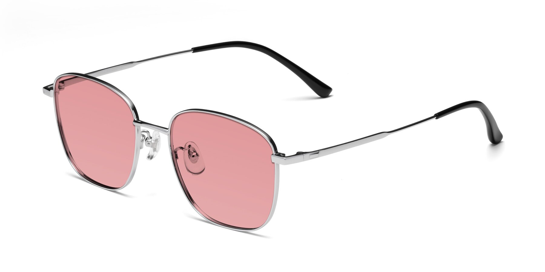 Angle of Tim in Silver with Medium Garnet Tinted Lenses