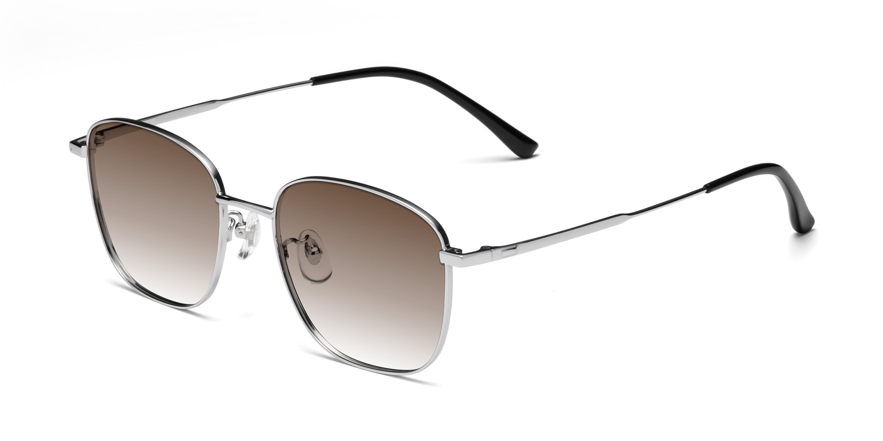 Angle of Tim in Silver with Brown Gradient Lenses