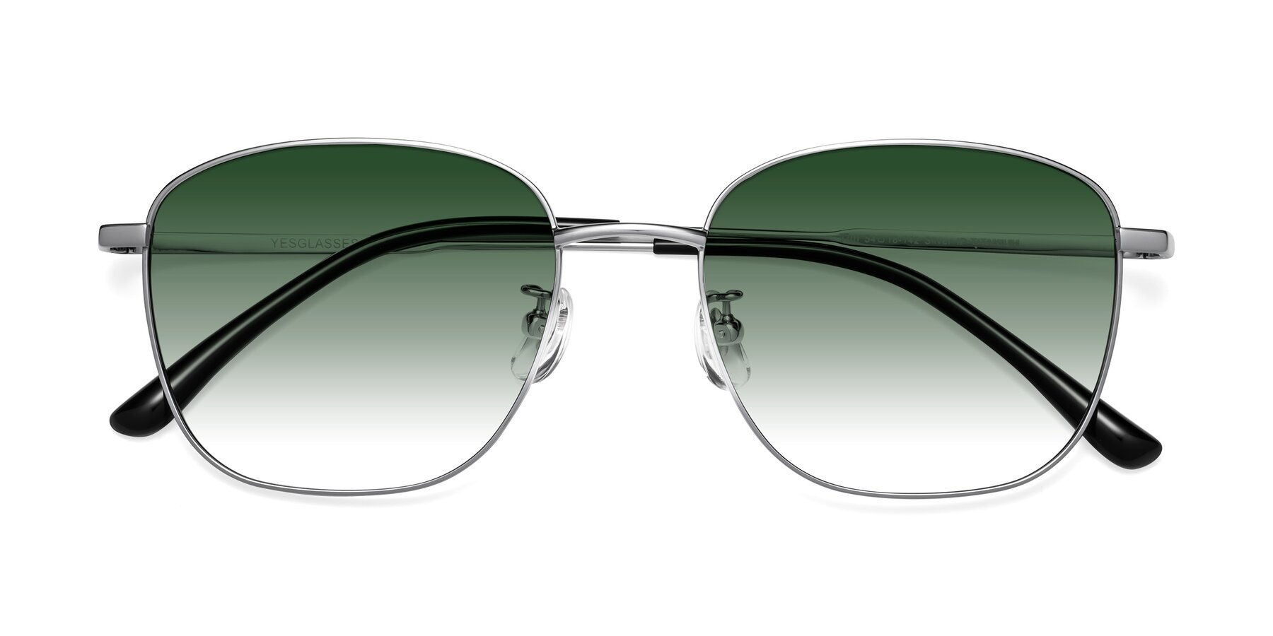 Folded Front of Tim in Silver with Green Gradient Lenses