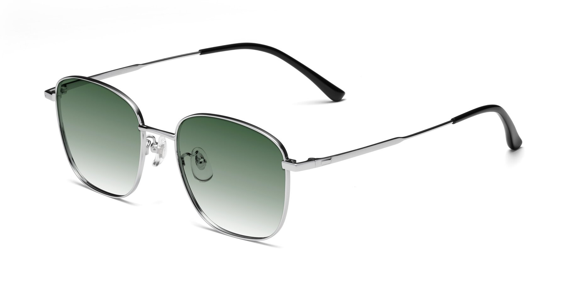 Angle of Tim in Silver with Green Gradient Lenses