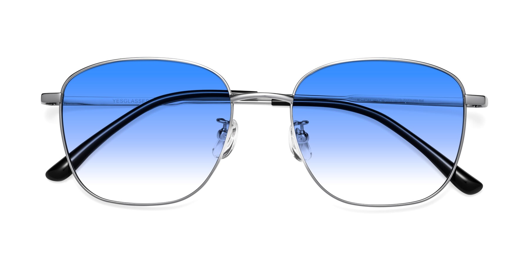 Folded Front of Tim in Silver with Blue Gradient Lenses