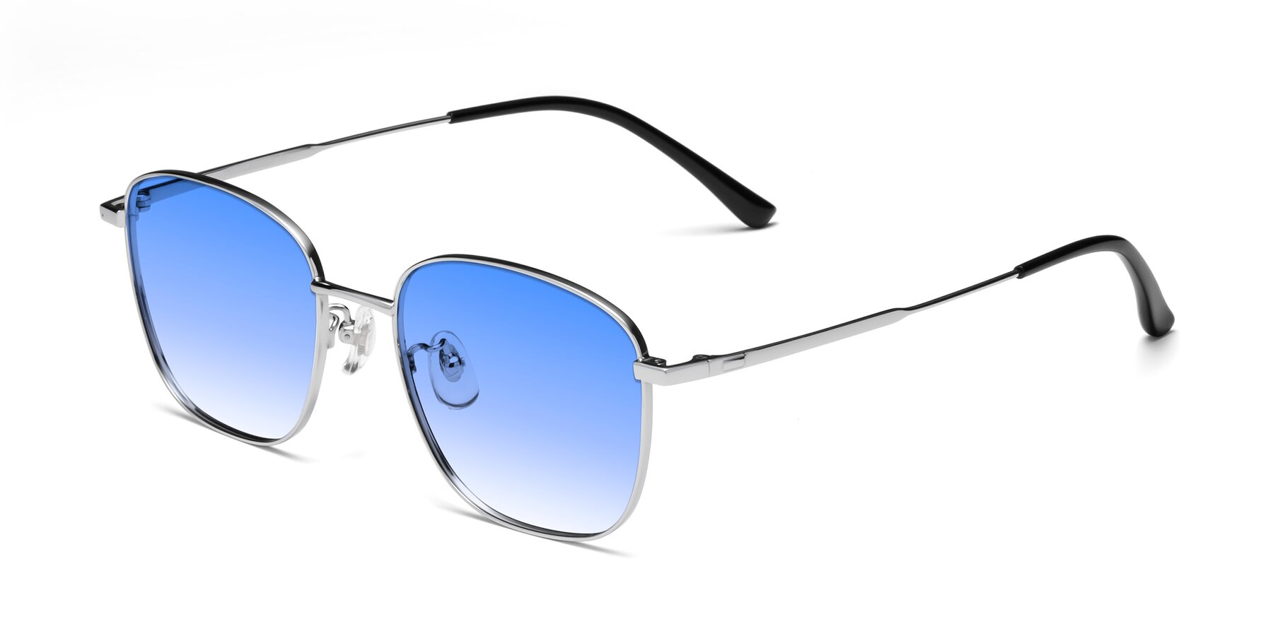 Angle of Tim in Silver with Blue Gradient Lenses
