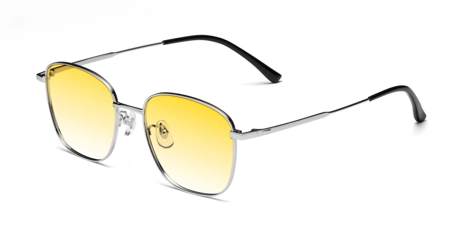 Angle of Tim in Silver with Yellow Gradient Lenses