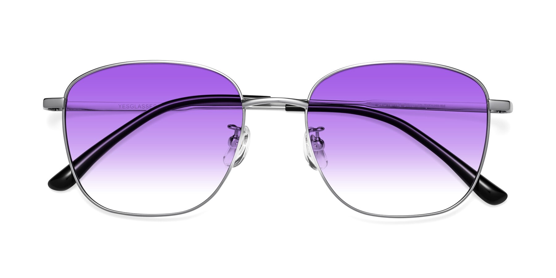 Folded Front of Tim in Silver with Purple Gradient Lenses